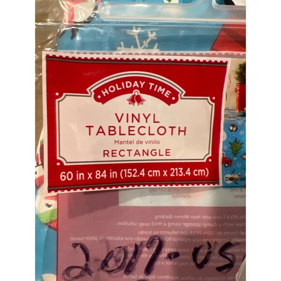 Christmas Vinyl Tablecloth 60" x 84" Rectangle Red Truck Snowman Penguin Snow - Picture 5 of 5